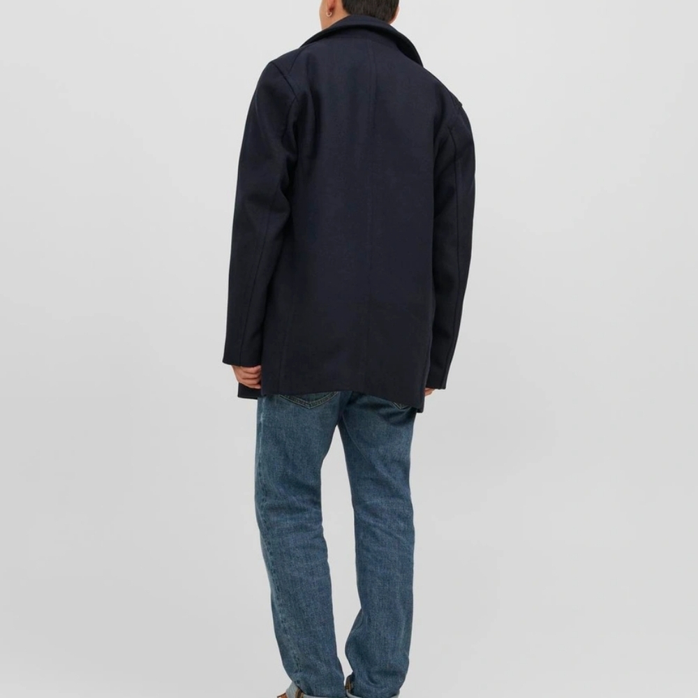 Jack and Jones Wool TIm Coat Dbl Breastd Dbl Collar peacoat Mens - Picture 8 of 14
